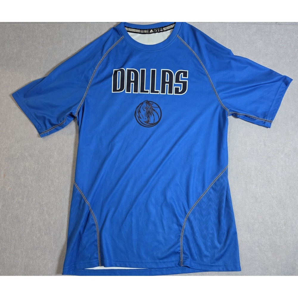 Mens Blue SZ M Dallas Mavericks Adidas Climalite Shirt
